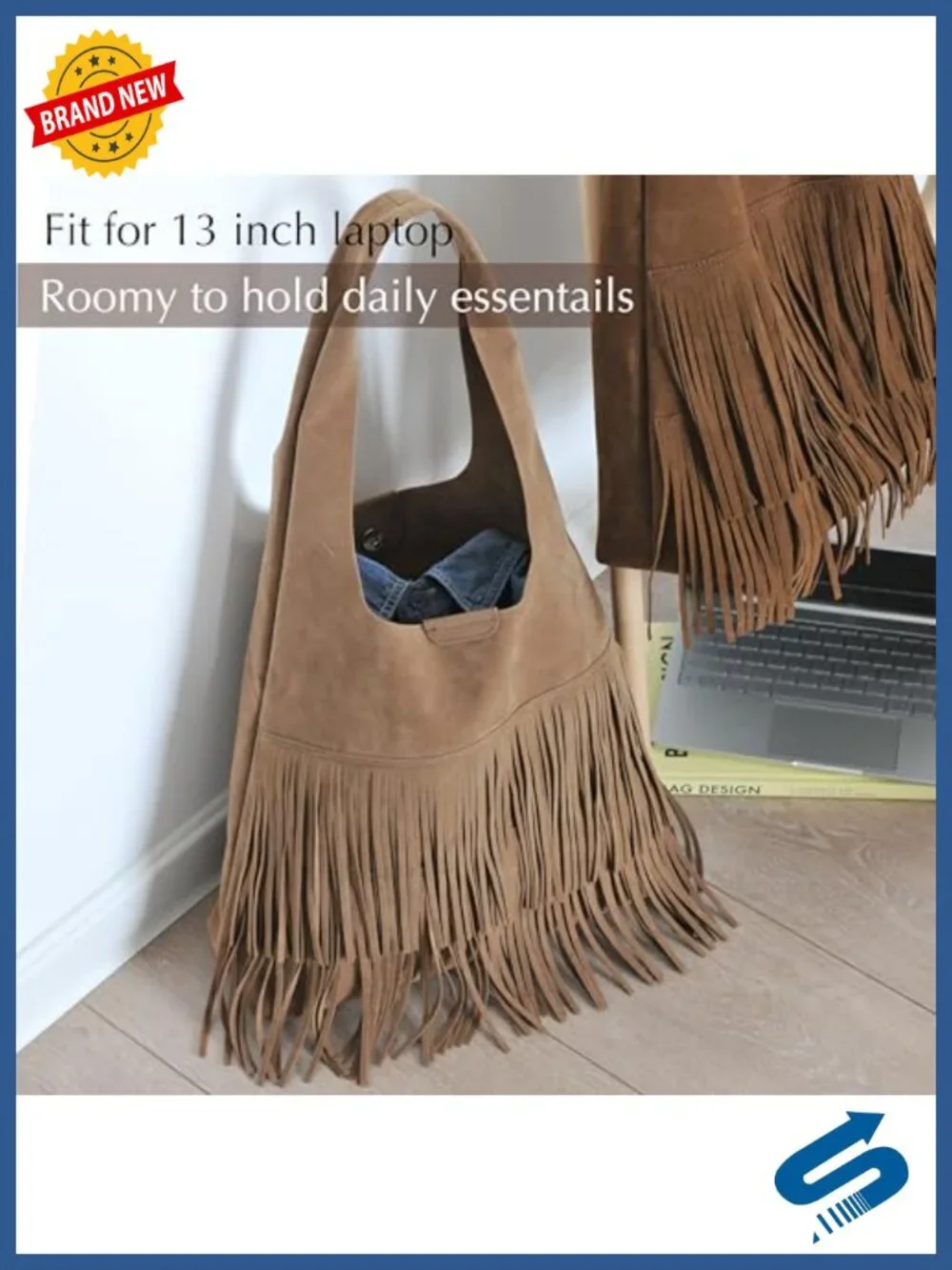 Tassel Faux Suede Hobo Bag Fringe Shoulder Handbag